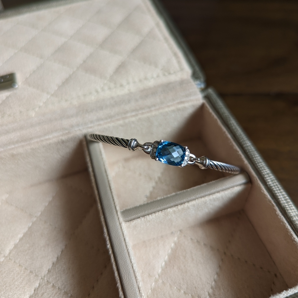 David Yurman Wheaton Bracelet Hampton Blue Topaz & Diamonds